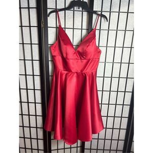 Poly USA Red V-Neck Sleeveless Party Dress
